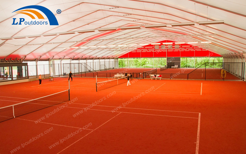 侧壁可拆卸40m大型铝合金PVC纤维布顶多边形篷房作为网球体育运动馆使用